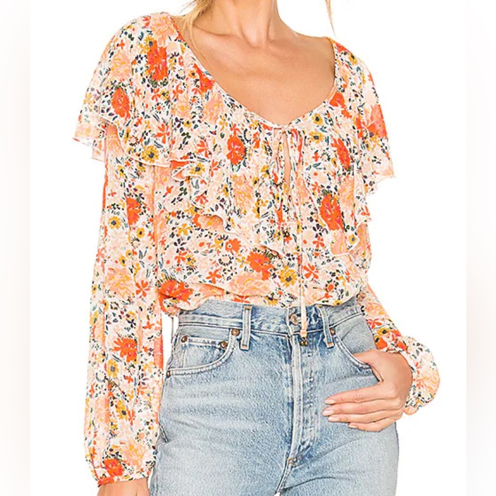 Free People "Say It To Me" Bodysuit in Ivory Combo Sz M